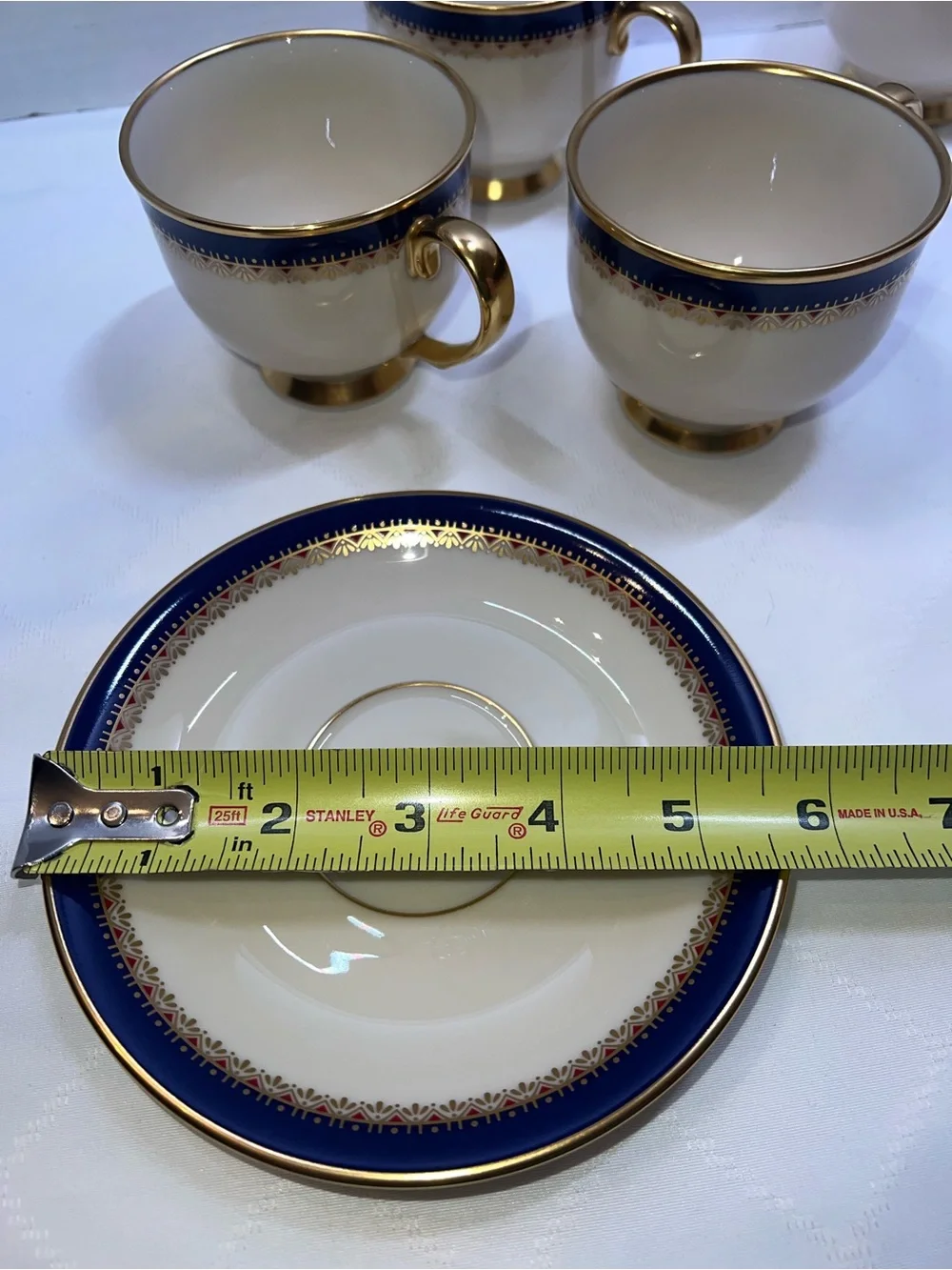 Lenox Presidential Collection Jefferson Footed Cup and Saucer 24K Gold Set of 7